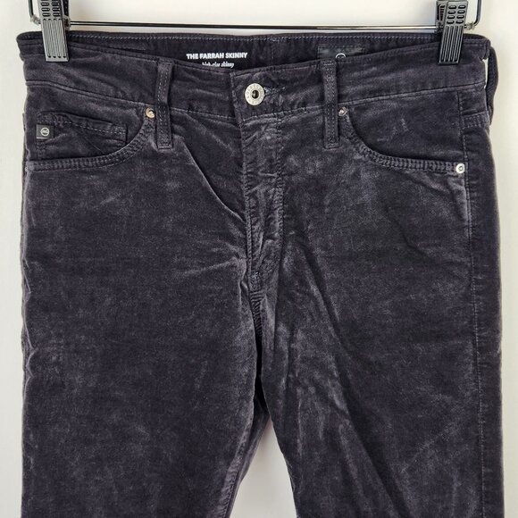 AG Adriano Goldschmied The Farrah High Rise Skinny Velvet Velour Pants sz 27 - Picture 3 of 7